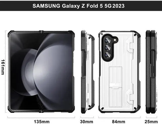 Alt view image 4 of 7 - Case for Samsung Galaxy Z Fold 5 5G 2023, Military-Grade Full-Body Shockproof Phone Cover Rugged Bumper Case with Built-in Screen Protector & Kickstand & S Pen Slot White