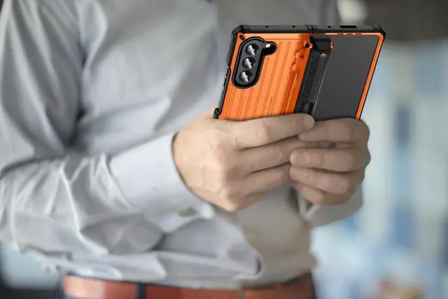 Alt view image 7 of 7 - Case for Samsung Galaxy Z Fold 5 5G 2023, Military-Grade Full-Body Shockproof Phone Cover Rugged Bumper Case with Built-in Screen Protector & Kickstand & S Pen Slot Orange