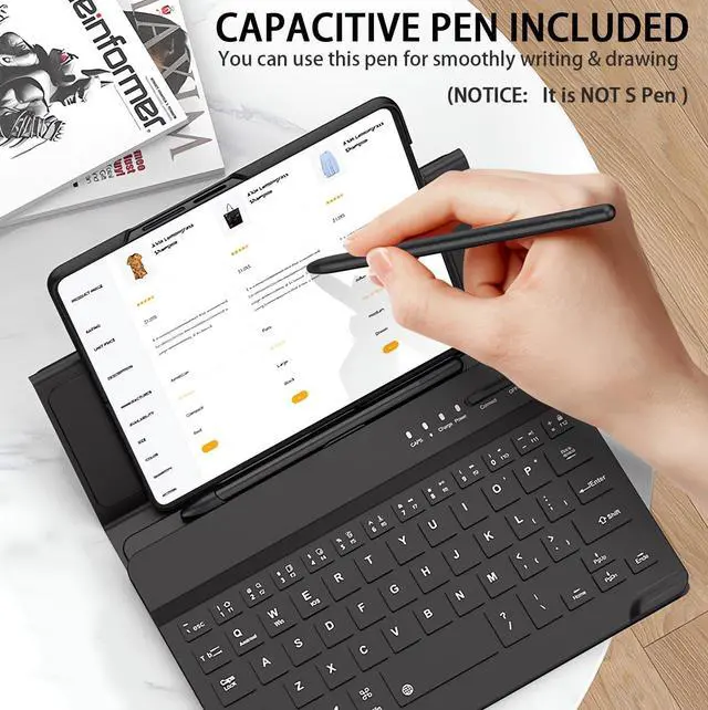 Alt view image 3 of 7 - Wireless Bluetooth Keyboard Flip Leather Travel Carrying Case Cover with Stand for Samsung Galaxy Z Fold 5 / Fold 4 / Fold 2 / Galaxy Z Fold 3 / Google Pixel Fold