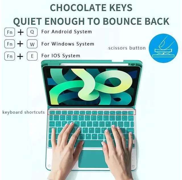 Alt view image 6 of 7 - Touchpad Keyboard Case for Huawei MatePad Air 11.5 inch 2023, Smart Folio Cover with Pencil Holder, Magnetic Detachable Wireless Bluetooth Keyboard Dark Green