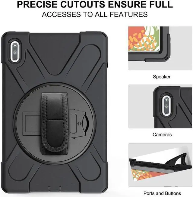 Alt view image 3 of 7 - Huawei MatePad 10.4 inch 2020 2022 Case with Pencil Holder, Rotatable Kickstand, Hand Strap and Shoulder Belt Shockproof Protective Cover