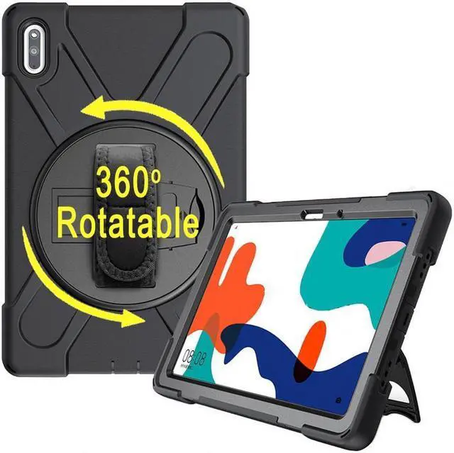 Alt view image 4 of 7 - Huawei MatePad 10.4 inch 2020 2022 Case with Pencil Holder, Rotatable Kickstand, Hand Strap and Shoulder Belt Shockproof Protective Cover