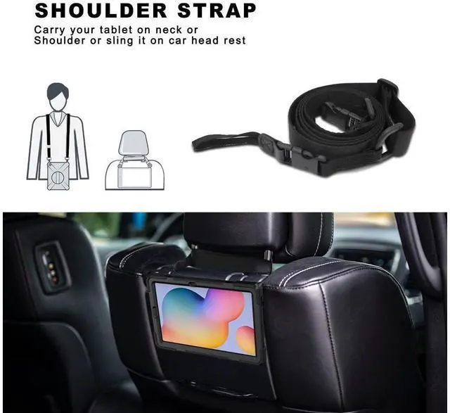 Alt view image 7 of 7 - Huawei MatePad 10.4 inch 2020 2022 Case with Pencil Holder, Rotatable Kickstand, Hand Strap and Shoulder Belt Shockproof Protective Cover