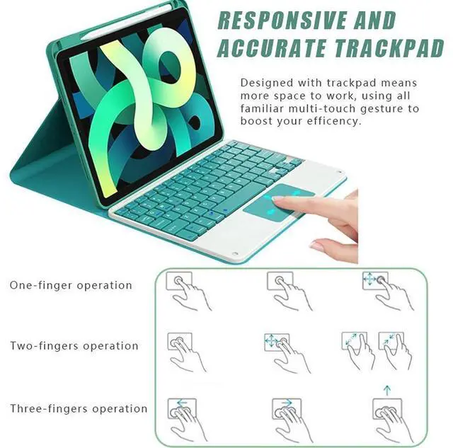 Alt view image 4 of 7 - Touchpad Keyboard Case for Huawei MatePad 11 inch 2023, Smart Folio Cover with Pencil Holder, Magnetic Detachable Wireless Bluetooth Keyboard Dark Green