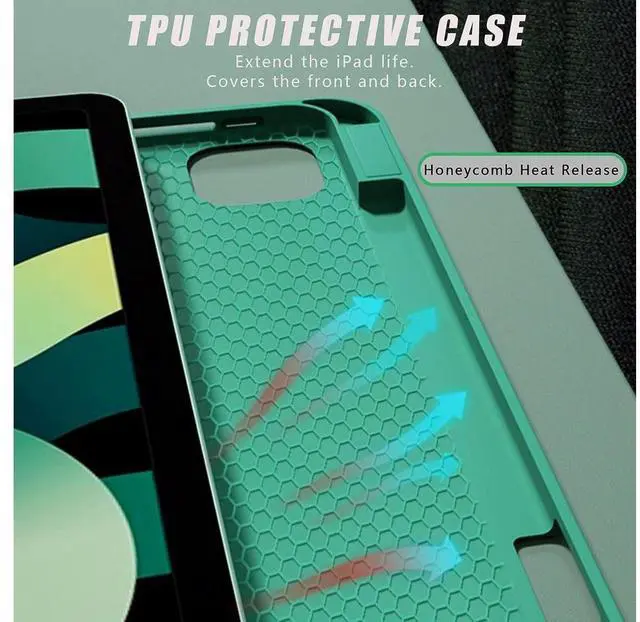 Alt view image 6 of 7 - Touchpad Keyboard Case for Huawei Matepad SE 10.4 Inch 2022 Model AGS5-W09 / AGS5-L09 Smart Folio Cover with Pencil Holder, Magnetic Detachable Wireless Bluetooth Keyboard Dark Green