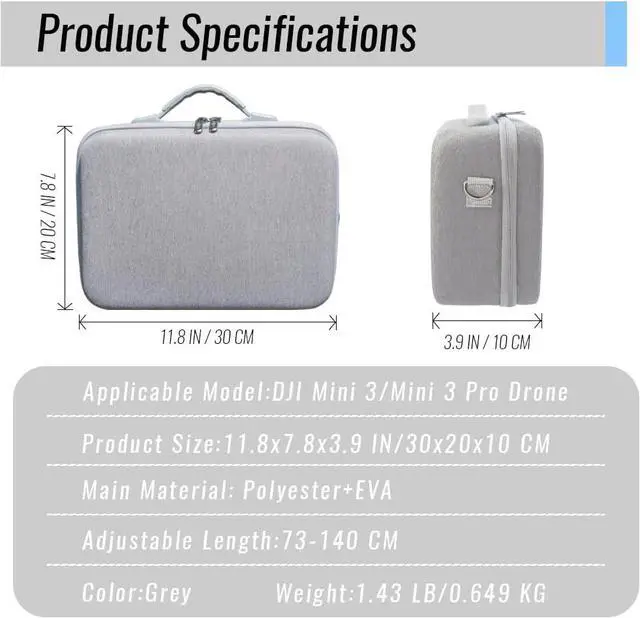 Alt view image 5 of 7 - Mini 3 Pro Drone Case for Mini 3 /Mini 3 Pro Drone,Waterproof Travel Bag Professional Storage Drone Case for DJI RC/RC N1 Controller and Mini 3 Pro Accessories (CASE ONLY)