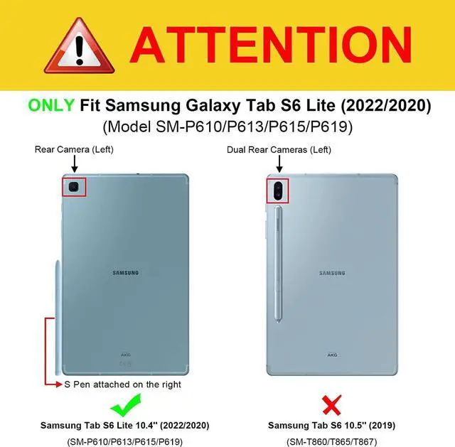 Alt view image 2 of 7 - Keyboard Case with Wireless Mouse Combo for Galaxy Tab S6 Lite 10.4 inch 2022/2020 Model SM-P610/P613/P615/P619, Smart Folio Cover with Magnetic Detachable Wireless Keyboard and Mice