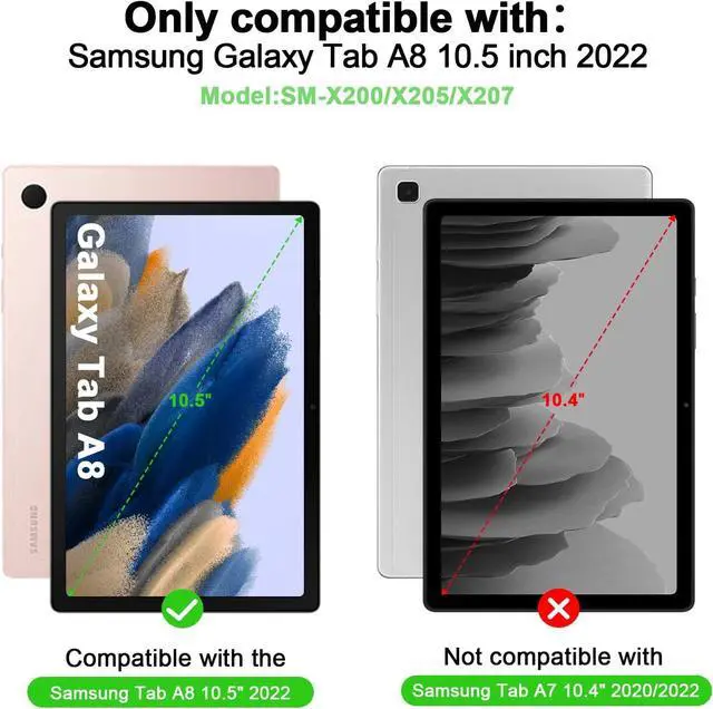 Alt view image 2 of 7 - Keyboard Case with Wireless Mouse Combo for Samsung Galaxy Tab A8 10.5 Inch 2022 Model SM-X200/X205/X207, Smart Folio Cover with Magnetic Detachable Wireless Keyboard and Mice