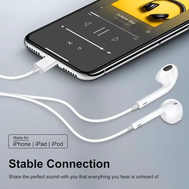 Alt view image 6 of 7 - 2 Packs In-Ear Headphones for iPhone 15/14/13/12/11/SE/X/XR/XS/8/7 Wired Earbuds with Microphone Volume Control Earpieces HiFi Stereo Headsets