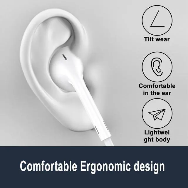 Alt view image 3 of 7 - 2 Pack USB C Headphones / Type C Earbuds Earphones Wired with Microphone & Remote Control Noise Cancelling Headsets for Samsung Galaxy S23/S22/S21/S20, Note 20, Google Pixel 7/6/6a/5/4 and More