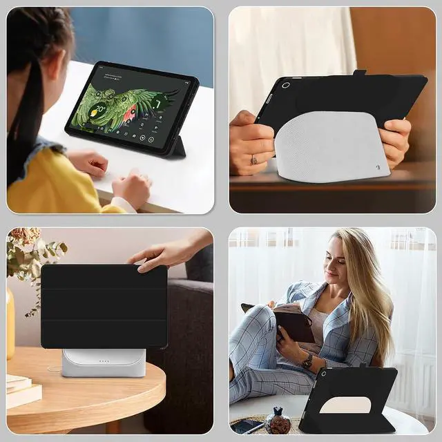 Alt view image 2 of 7 - for Google Pixel Tablet 2023 Case 11 inch Ultra Slim PU Leather TPU Back Shell Foldable Kickstand, Drop-Shockproof Case Cover Google Pixel Tablet Compatible with Charging Speaker