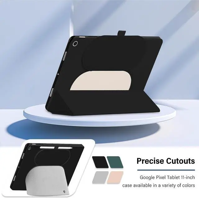 Alt view image 6 of 7 - for Google Pixel Tablet 2023 Case 11 inch Ultra Slim PU Leather TPU Back Shell Foldable Kickstand, Drop-Shockproof Case Cover Google Pixel Tablet Compatible with Charging Speaker