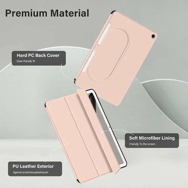 Alt view image 4 of 7 - for Google Pixel Tablet 2023 Case 11 inch Ultra Slim PU Leather TPU Back Shell Foldable Kickstand, Drop-Shockproof Case Cover Google Pixel Tablet Compatible with Charging Speaker Pink