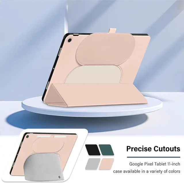 Alt view image 6 of 7 - for Google Pixel Tablet 2023 Case 11 inch Ultra Slim PU Leather TPU Back Shell Foldable Kickstand, Drop-Shockproof Case Cover Google Pixel Tablet Compatible with Charging Speaker Pink