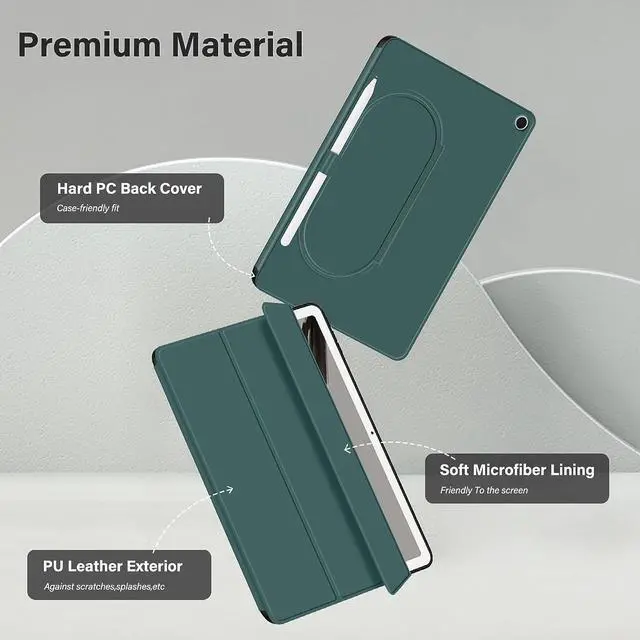 Alt view image 4 of 7 - for Google Pixel Tablet 2023 Case 11 inch Ultra Slim PU Leather TPU Back Shell Foldable Kickstand, Drop-Shockproof Case Cover Google Pixel Tablet Compatible with Charging Speaker Dark Green