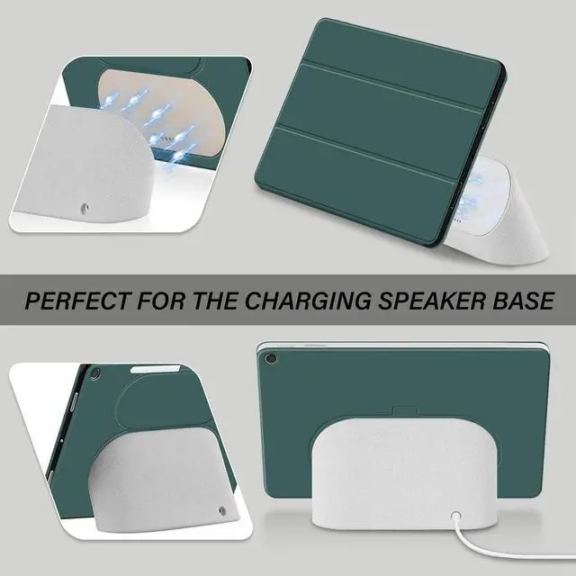 Alt view image 5 of 7 - for Google Pixel Tablet 2023 Case 11 inch Ultra Slim PU Leather TPU Back Shell Foldable Kickstand, Drop-Shockproof Case Cover Google Pixel Tablet Compatible with Charging Speaker Dark Green