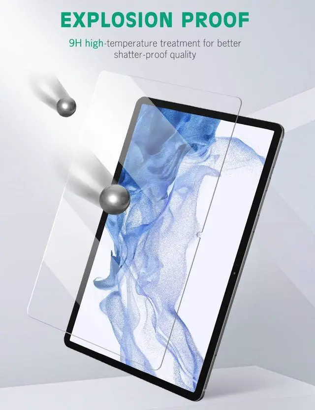 Alt view image 4 of 7 - [2-Pack] Screen Protector for Samsung Galaxy Tab S9 2023 / Tab S8 2022 / Tab S7 2020 11 inch, HD Tempered Glass Film Compatible with S Pen, Anti-Scratches and Case Friendly