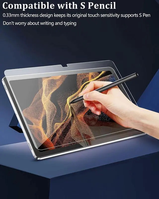 Alt view image 4 of 7 - 2 Pack Screen Protector for Samsung Galaxy Tab S9 Ultra/S8 Ultra 14.6 Inch 2023/2022 SM-X900/SM-X906/SM-X910N/SM-X916B, Anti-Scratch/High Definition/9H Hardness Tempered Glass Film