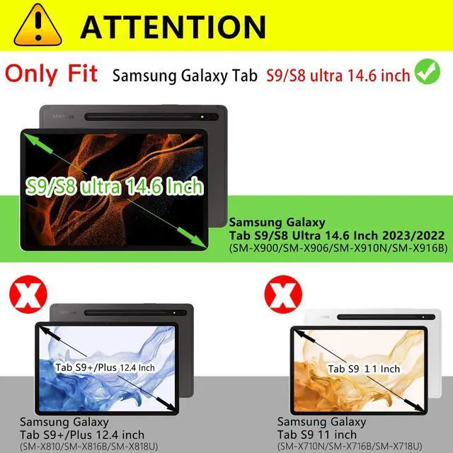 Alt view image 2 of 7 - 2 Pack Screen Protector for Samsung Galaxy Tab S9 Ultra/S8 Ultra 14.6 Inch 2023/2022 SM-X900/SM-X906/SM-X910N/SM-X916B, Anti-Scratch/High Definition/9H Hardness Tempered Glass Film