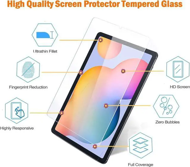 Alt view image 3 of 7 - [2 Pack] Screen Protector for Samsung Galaxy Tab S6 Lite 10.4 inch 2022/2020 SM-P610/P613/P615/P619, 9H Hardness Tempered Glass Film, S Pen Compatible/Face ID/Case Friendly
