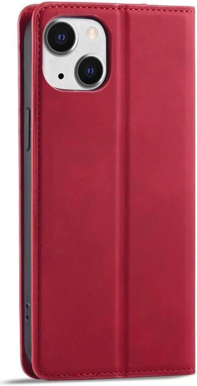 Alt view image 3 of 7 - Case for iPhone 15 Plus 6.7 inch Premium PU Leather Cover with Card Holder Kickstand Shockproof Flip Wallet Cover Red