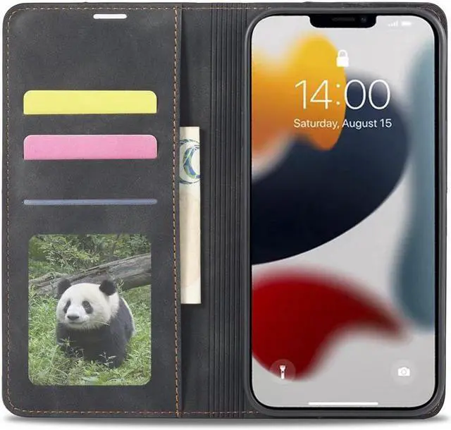 Alt view image 4 of 7 - Case for iPhone 15 Pro 6.1 inch Premium PU Leather Cover with Card Holder Kickstand Shockproof Flip Wallet Cover
