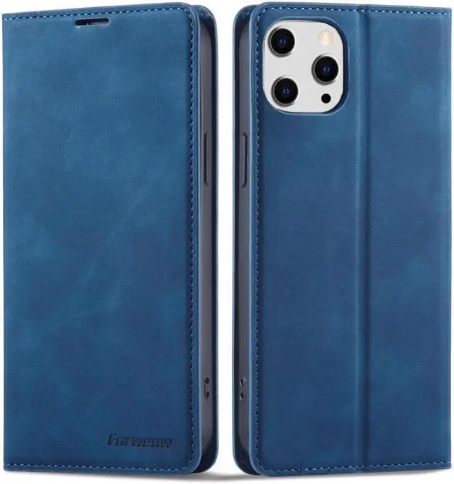 Main image of Case for iPhone 15 Pro Max 6.7 inch Premium PU Leather Cover with Card Holder Kickstand Shockproof Flip Wallet Cover Blue