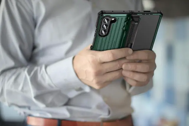 Alt view image 7 of 7 - Case for Samsung Galaxy Z Fold 5 5G 2023, Military-Grade Full-Body Shockproof Phone Cover Rugged Bumper Case with Built-in Screen Protector & Kickstand & S Pen Slot Dark Green