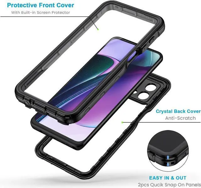 Alt view image 4 of 7 - For Moto G Stylus 5G 2023 Case, IP68 Waterproof Dustproof with Built-in Screen Protector, Rugged Full Body Shockproof Phone Cover for Motorola G Stylus 5G 2023