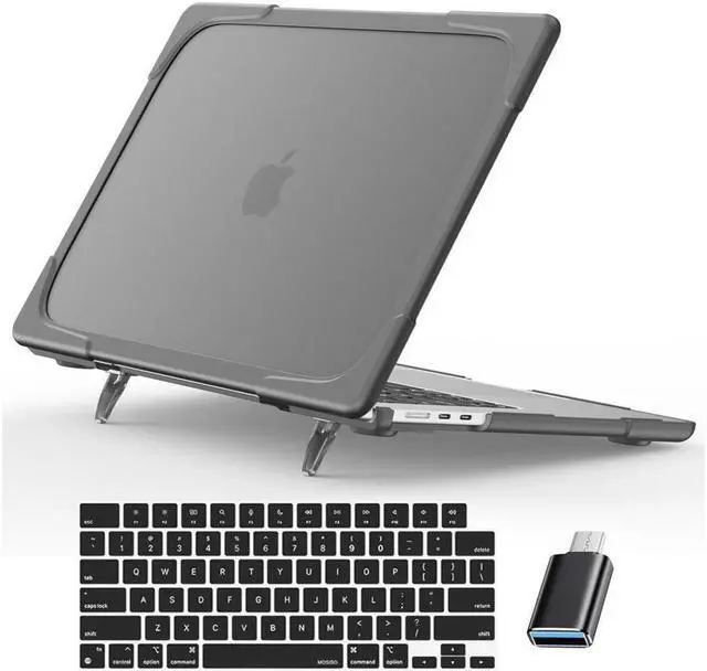 MacBook Air 15 inch Case 2023 A2941 M2 Chip Liquid Retina Display Touch ID,  Heavy Duty Hard Shell Dual Layer Protective Cover with Fold Kickstand