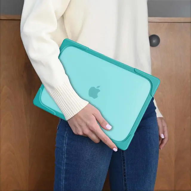 Alt view image 7 of 7 - MacBook Air 15 inch Case 2023 A2941 M2 Chip Liquid Retina Display Touch ID, Heavy Duty Hard Shell Dual Layer Protective Cover with Fold Kickstand & Keyboard Skin Cover & Type C Adapter Blue
