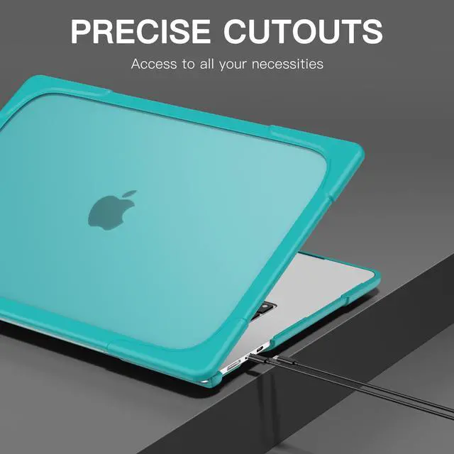 Alt view image 2 of 7 - MacBook Air 15 inch Case 2023 A2941 M2 Chip Liquid Retina Display Touch ID, Heavy Duty Hard Shell Dual Layer Protective Cover with Fold Kickstand & Keyboard Skin Cover & Type C Adapter Blue