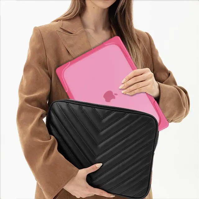 Alt view image 7 of 7 - MacBook Air 15 inch Case 2023 A2941 M2 Chip Liquid Retina Display Touch ID, Heavy Duty Hard Shell Dual Layer Protective Cover with Fold Kickstand & Keyboard Skin Cover & Type C Adapter Rose Red