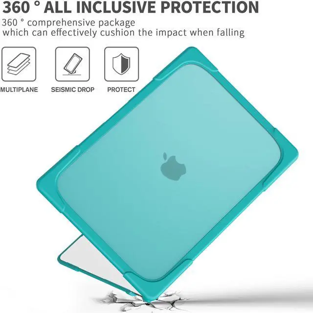 Alt view image 3 of 7 - MacBook Air 15 inch Case 2023 A2941 M2 Chip Liquid Retina Display Touch ID, Heavy Duty Hard Shell Dual Layer Protective Cover with Fold Kickstand & Keyboard Skin Cover & Type C Adapter Blue