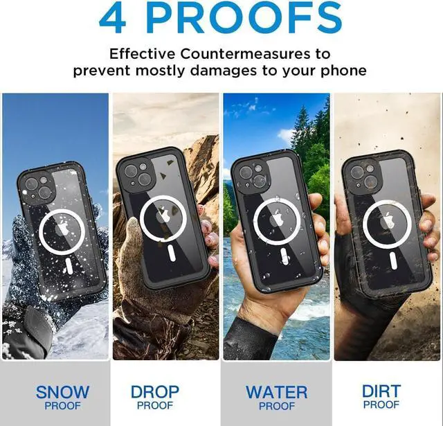 Alt view image 3 of 7 - Waterproof Case for iPhone 15 Plus 6.7 inch with MagSafe Snowproof, Dustproof and Shockproof, IP68 Certified Full Body Protection Fully Sealed Underwater Cover for iPhone 15 Plus 6.7"