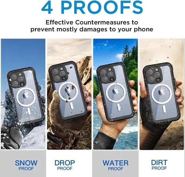 Alt view image 3 of 7 - Waterproof Case for iPhone 15 Pro 6.1 inch with MagSafe Snowproof, Dustproof and Shockproof, IP68 Certified Full Body Protection Fully Sealed Underwater Cover for iPhone 15 Pro 6.1"
