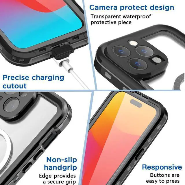 Alt view image 5 of 7 - Waterproof Case for iPhone 15 Pro Max 6.7 inch with MagSafe Snowproof,Dustproof and Shockproof, IP68 Certified Full Body Protection Fully Sealed Underwater Cover for iPhone 15 Pro Max 6.7"