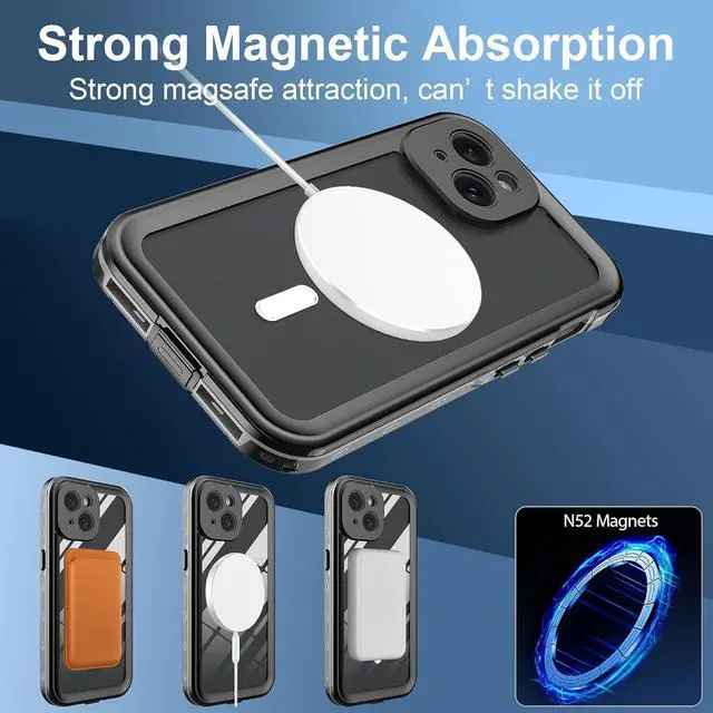 Alt view image 6 of 7 - for iPhone 15 Plus 6.7 inch Waterproof Case Magnetic, [Compatible with MagSafe][with Screen Protector][IP68 Underwater][15FT Military Dropproof][Dustproof] Phone Cover for iPhone 15 Plus 6.7"