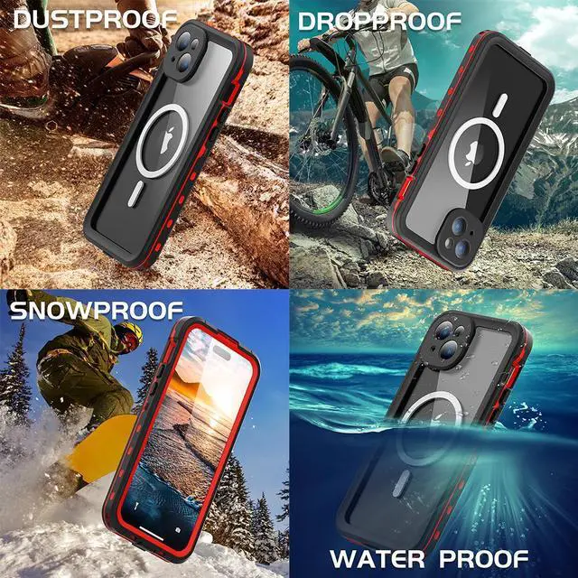Alt view image 4 of 7 - for iPhone 15 Plus 6.7 inch Waterproof Case Magnetic, [Compatible with MagSafe][with Screen Protector][IP68 Underwater][15FT Military Dropproof][Dustproof] Phone Cover for iPhone 15 Plus 6.7" Red
