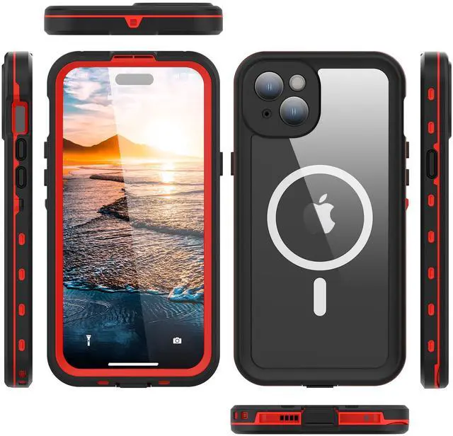 Alt view image 6 of 7 - for iPhone 15 Plus 6.7 inch Waterproof Case Magnetic, [Compatible with MagSafe][with Screen Protector][IP68 Underwater][15FT Military Dropproof][Dustproof] Phone Cover for iPhone 15 Plus 6.7" Red