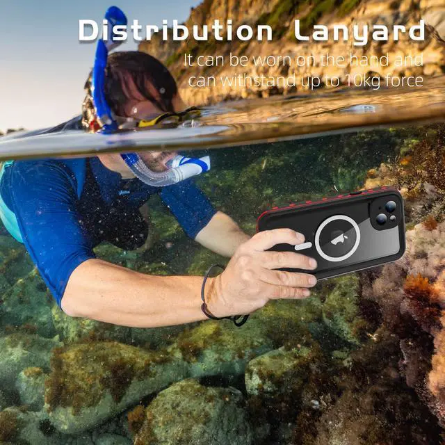 Alt view image 2 of 7 - for iPhone 15 Plus 6.7 inch Waterproof Case Magnetic, [Compatible with MagSafe][with Screen Protector][IP68 Underwater][15FT Military Dropproof][Dustproof] Phone Cover for iPhone 15 Plus 6.7" Red