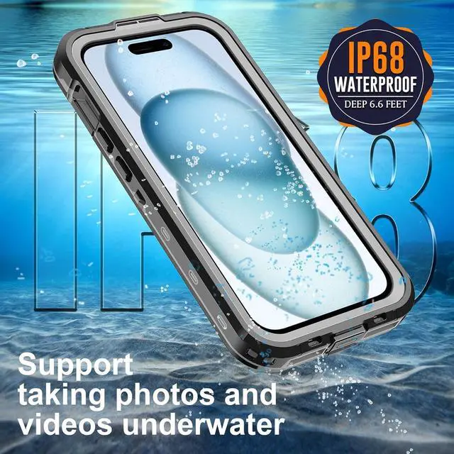 Alt view image 4 of 7 - for iPhone 15 6.1 inch Waterproof Case Magnetic, [Compatible with MagSafe][with Screen Protector][IP68 Underwater][15FT Military Dropproof][Dustproof] Phone Cover for iPhone 15 6.1"