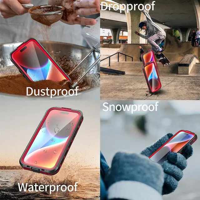 Alt view image 2 of 7 - for iPhone 15 6.1 inch Waterproof Case Magnetic, [Compatible with MagSafe][with Screen Protector][IP68 Underwater][15FT Military Dropproof][Dustproof] Phone Cover for iPhone 15 6.1" Red