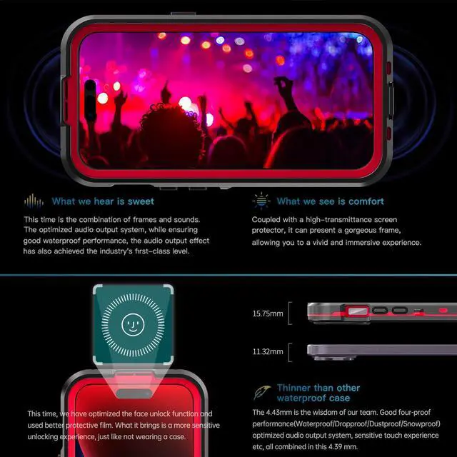 Alt view image 3 of 7 - for iPhone 15 6.1 inch Waterproof Case Magnetic, [Compatible with MagSafe][with Screen Protector][IP68 Underwater][15FT Military Dropproof][Dustproof] Phone Cover for iPhone 15 6.1" Red