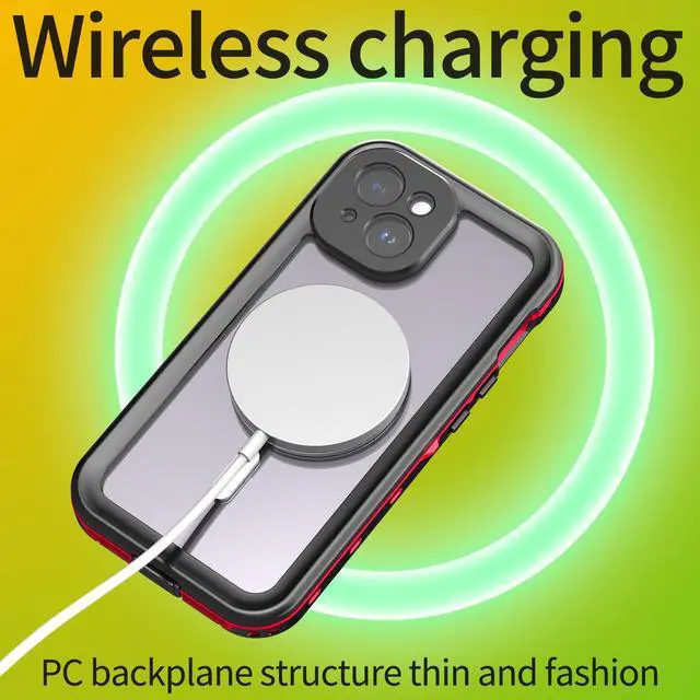 Alt view image 5 of 7 - for iPhone 15 6.1 inch Waterproof Case Magnetic, [Compatible with MagSafe][with Screen Protector][IP68 Underwater][15FT Military Dropproof][Dustproof] Phone Cover for iPhone 15 6.1" Red