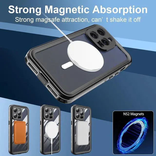 Alt view image 6 of 7 - for iPhone 15 Pro 6.1 inch Waterproof Case Magnetic, [Compatible with MagSafe][with Screen Protector][IP68 Underwater][15FT Military Dropproof][Dustproof] Phone Cover for iPhone 15 Pro 6.1"