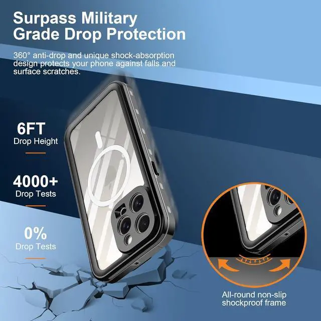 Alt view image 5 of 7 - for iPhone 15 Pro Max 6.7 inch Waterproof Case Magnetic, [Compatible with MagSafe][with Screen Protector][IP68 Underwater][Dustproof] Phone Cover for iPhone 15 Pro Max 6.7"