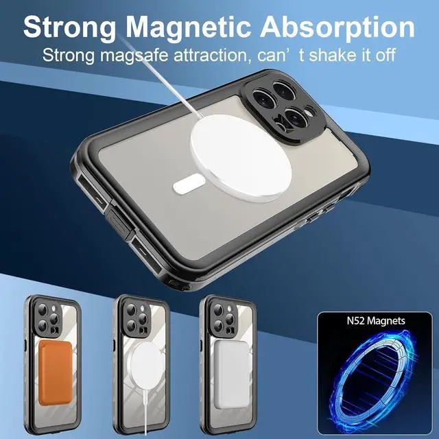 Alt view image 6 of 7 - for iPhone 15 Pro Max 6.7 inch Waterproof Case Magnetic, [Compatible with MagSafe][with Screen Protector][IP68 Underwater][Dustproof] Phone Cover for iPhone 15 Pro Max 6.7"
