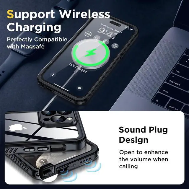 Alt view image 4 of 7 - for iPhone 15 Pro Case Waterproof, Shockproof [IP68 Waterproof] [Built-in Screen & Lens Protector] [Dustproof][Real 360°] Full Body Heavy Duty Rugged Protective Case For iPhone 15 Pro 6.1 inch Black