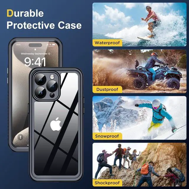 Alt view image 6 of 7 - for iPhone 15 Pro Max Case Waterproof, Shockproof [IP68 Waterproof] [Built-in Screen & Lens Protector] [Dustproof] Full Body Heavy Duty Rugged Protective Cover For iPhone 15 Pro Max 6.7 inch Black